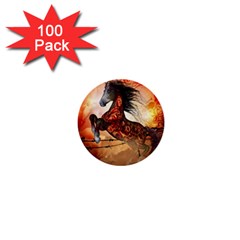 Awesome Creepy Running Horse With Skulls 1  Mini Buttons (100 Pack)  by FantasyWorld7