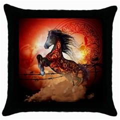 Awesome Creepy Running Horse With Skulls Throw Pillow Case (black) by FantasyWorld7