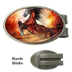 Awesome Creepy Running Horse With Skulls Money Clips (oval)  by FantasyWorld7