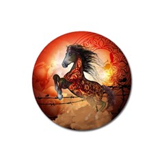 Awesome Creepy Running Horse With Skulls Magnet 3  (round) by FantasyWorld7