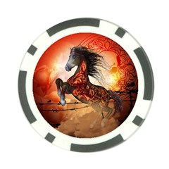 Awesome Creepy Running Horse With Skulls Poker Chip Card Guard by FantasyWorld7