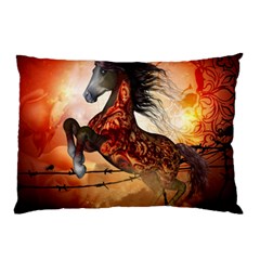 Awesome Creepy Running Horse With Skulls Pillow Case by FantasyWorld7