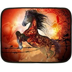 Awesome Creepy Running Horse With Skulls Double Sided Fleece Blanket (mini)  by FantasyWorld7