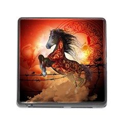 Awesome Creepy Running Horse With Skulls Memory Card Reader (square) by FantasyWorld7