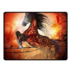 Awesome Creepy Running Horse With Skulls Fleece Blanket (small) by FantasyWorld7