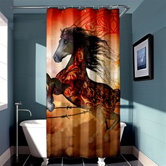 Awesome Creepy Running Horse With Skulls Shower Curtain 36  X 72  (stall)  by FantasyWorld7