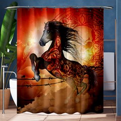 Awesome Creepy Running Horse With Skulls Shower Curtain 60  X 72  (medium)  by FantasyWorld7