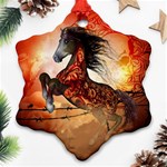 Awesome Creepy Running Horse With Skulls Snowflake Ornament (Two Sides) Back