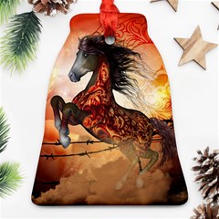 Awesome Creepy Running Horse With Skulls Bell Ornament (two Sides) by FantasyWorld7