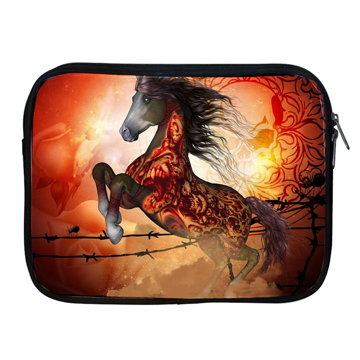 Awesome Creepy Running Horse With Skulls Apple iPad 2/3/4 Zipper Cases