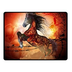 Awesome Creepy Running Horse With Skulls Double Sided Fleece Blanket (small)  by FantasyWorld7