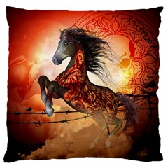 Awesome Creepy Running Horse With Skulls Standard Flano Cushion Case (two Sides) by FantasyWorld7