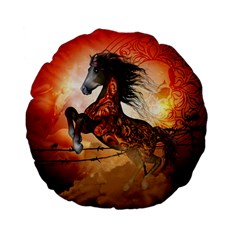 Awesome Creepy Running Horse With Skulls Standard 15  Premium Flano Round Cushions by FantasyWorld7