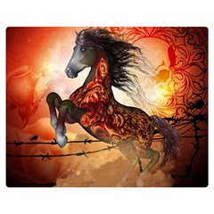 Awesome Creepy Running Horse With Skulls Double Sided Flano Blanket (medium)  by FantasyWorld7