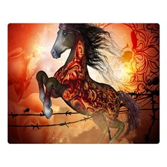 Awesome Creepy Running Horse With Skulls Double Sided Flano Blanket (large)  by FantasyWorld7