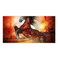 Awesome Creepy Running Horse With Skulls Satin Shawl by FantasyWorld7