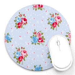 Cute Shabby Chic Floral Pattern Round Mousepads by NouveauDesign