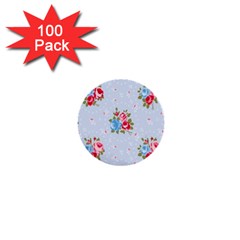 Cute Shabby Chic Floral Pattern 1  Mini Buttons (100 Pack)  by NouveauDesign