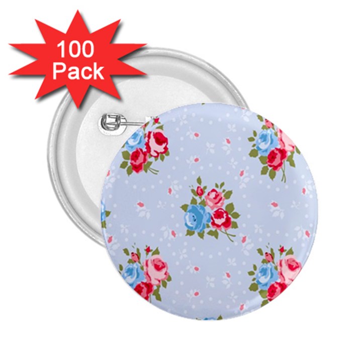 cute shabby chic floral pattern 2.25  Buttons (100 pack) 