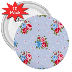 Cute Shabby Chic Floral Pattern 3  Buttons (10 Pack)  by NouveauDesign