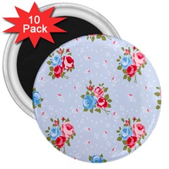 Cute Shabby Chic Floral Pattern 3  Magnets (10 Pack)  by NouveauDesign