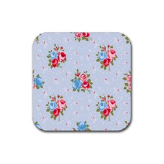 Cute Shabby Chic Floral Pattern Rubber Coaster (square)  by NouveauDesign