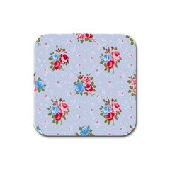 Cute Shabby Chic Floral Pattern Rubber Square Coaster (4 Pack)  by NouveauDesign