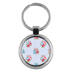 Cute Shabby Chic Floral Pattern Key Chains (round)  by NouveauDesign