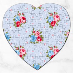 Cute Shabby Chic Floral Pattern Jigsaw Puzzle (heart) by NouveauDesign