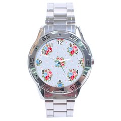 Cute Shabby Chic Floral Pattern Stainless Steel Analogue Watch by NouveauDesign