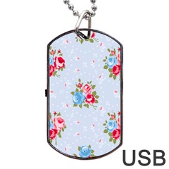 Cute Shabby Chic Floral Pattern Dog Tag Usb Flash (one Side) by NouveauDesign