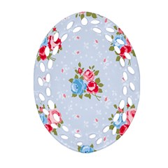 Cute Shabby Chic Floral Pattern Ornament (oval Filigree) by NouveauDesign