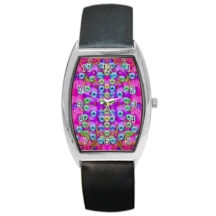 Festive Metal And Gold In Pop Art Barrel Style Metal Watch