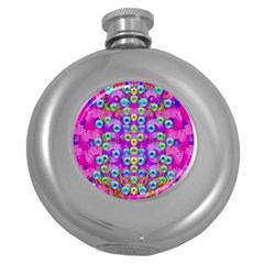 Festive Metal And Gold In Pop Art Round Hip Flask (5 Oz) by pepitasart