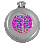 Festive Metal And Gold In Pop Art Round Hip Flask (5 oz) Front