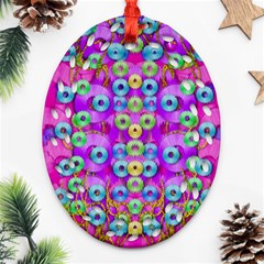 Festive Metal And Gold In Pop Art Ornament (oval Filigree) by pepitasart