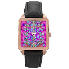 Festive Metal And Gold In Pop Art Rose Gold Leather Watch  by pepitasart