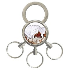 french coffee style abstract art 3-Ring Key Chains