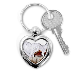 french coffee style abstract art Key Chains (Heart) 