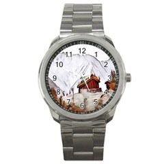 French Coffee Style Abstract Art Sport Metal Watch by NouveauDesign