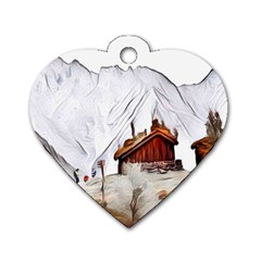 french coffee style abstract art Dog Tag Heart (Two Sides)