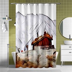 French Coffee Style Abstract Art Shower Curtain 48  X 72  (small)  by NouveauDesign