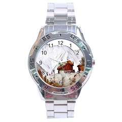 french coffee style abstract art Stainless Steel Analogue Watch