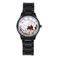 french coffee style abstract art Stainless Steel Round Watch