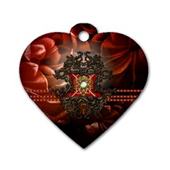 Wonderful Floral Design With Diamond Dog Tag Heart (two Sides) by FantasyWorld7