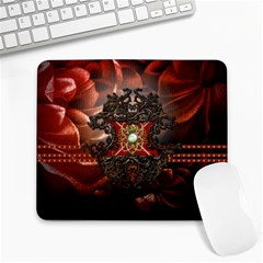 Wonderful Floral Design With Diamond Large Mousepads by FantasyWorld7