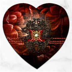 Wonderful Floral Design With Diamond Jigsaw Puzzle (heart) by FantasyWorld7