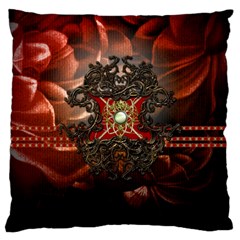 Wonderful Floral Design With Diamond Large Cushion Case (two Sides) by FantasyWorld7