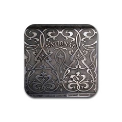 Art Nouveau Silver Rubber Coaster (square)  by NouveauDesign