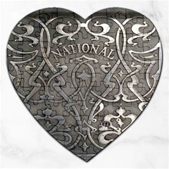 Art Nouveau Silver Jigsaw Puzzle (heart) by NouveauDesign